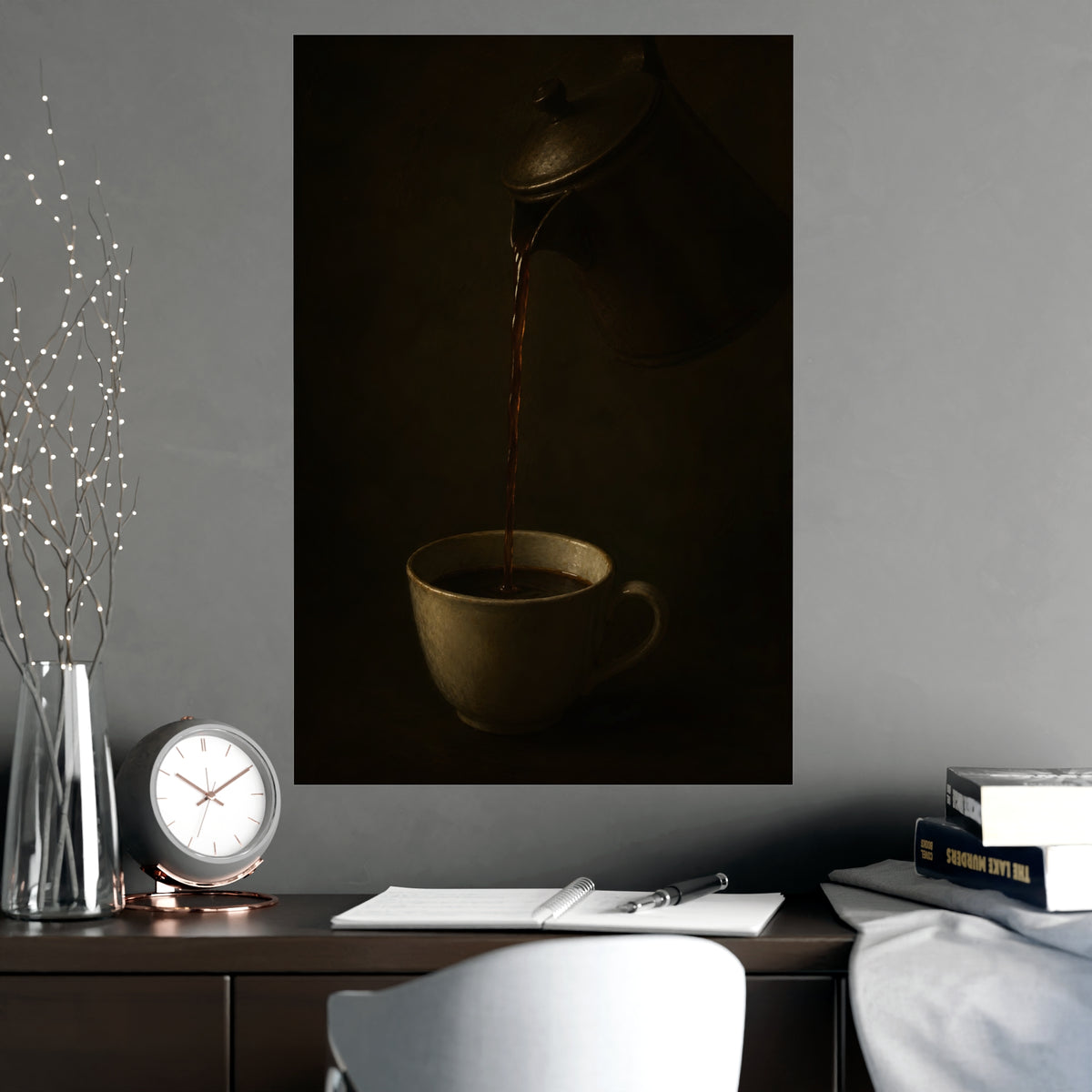 The Pour — the pour, shown framed on a wall