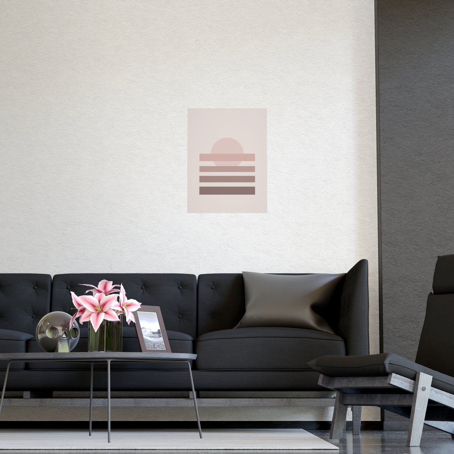 Dusty Rose Sunset Landscape Wall Art | Living Room Print