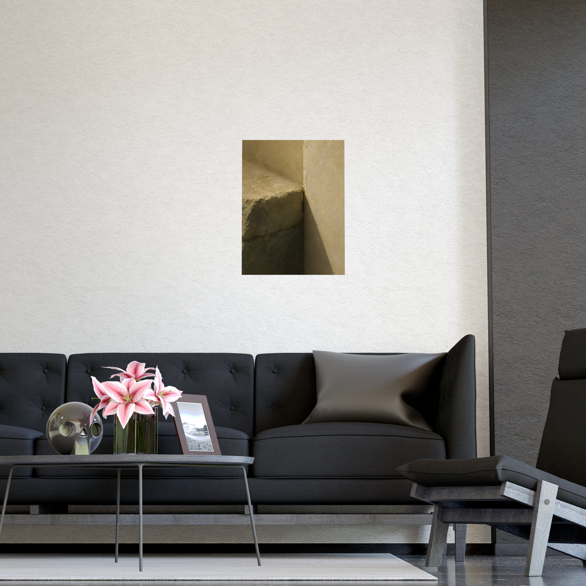 Stone into Plaster — stone into plaster, shown framed on a wall