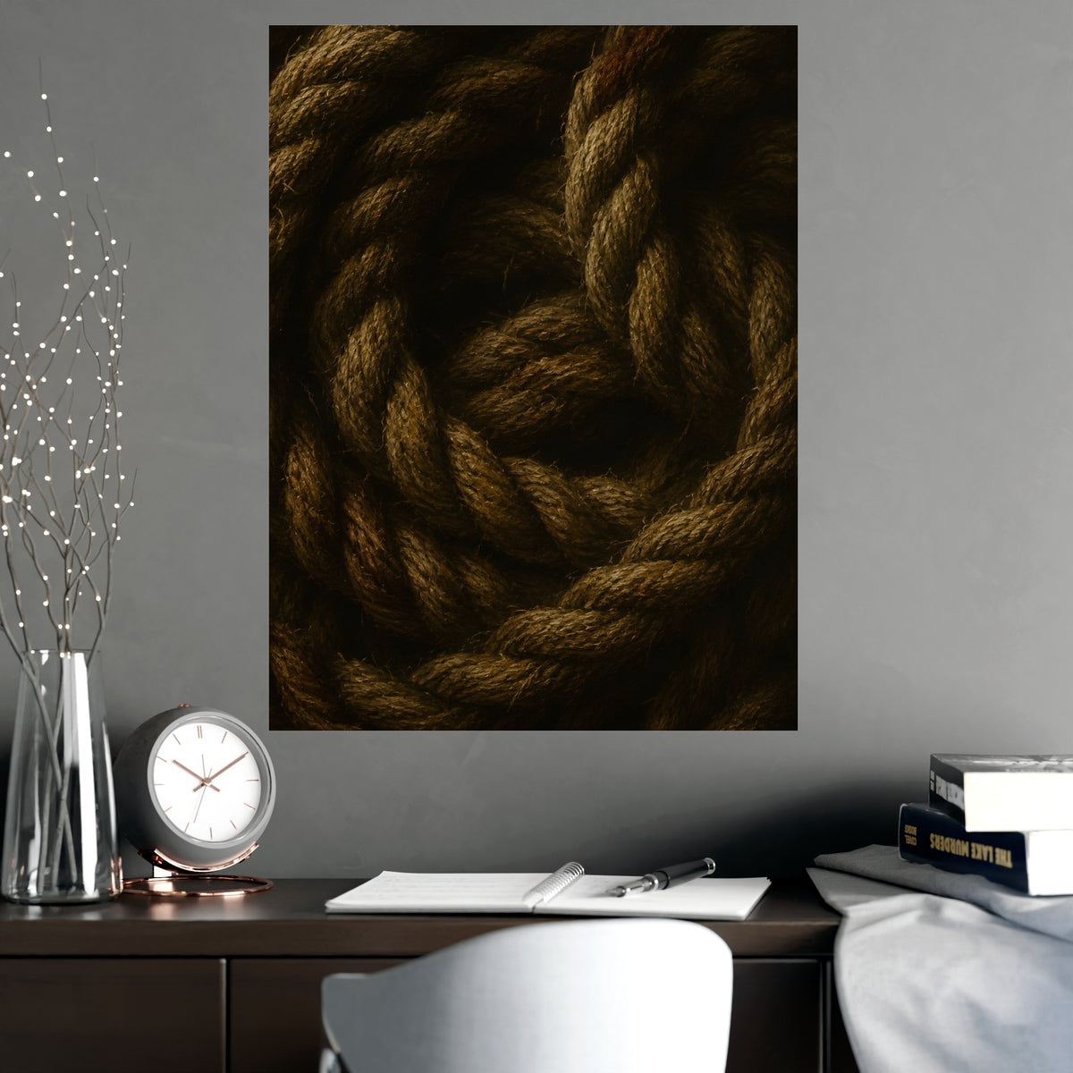 Coil of Rope — coil of rope, shown framed on a wall