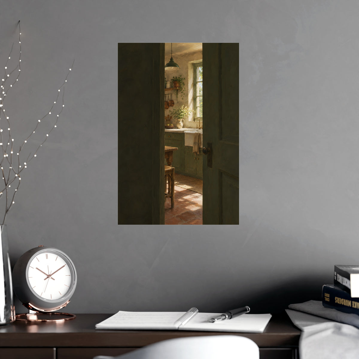 Through the Half-Open Door — through the half-open door, shown framed on a wall