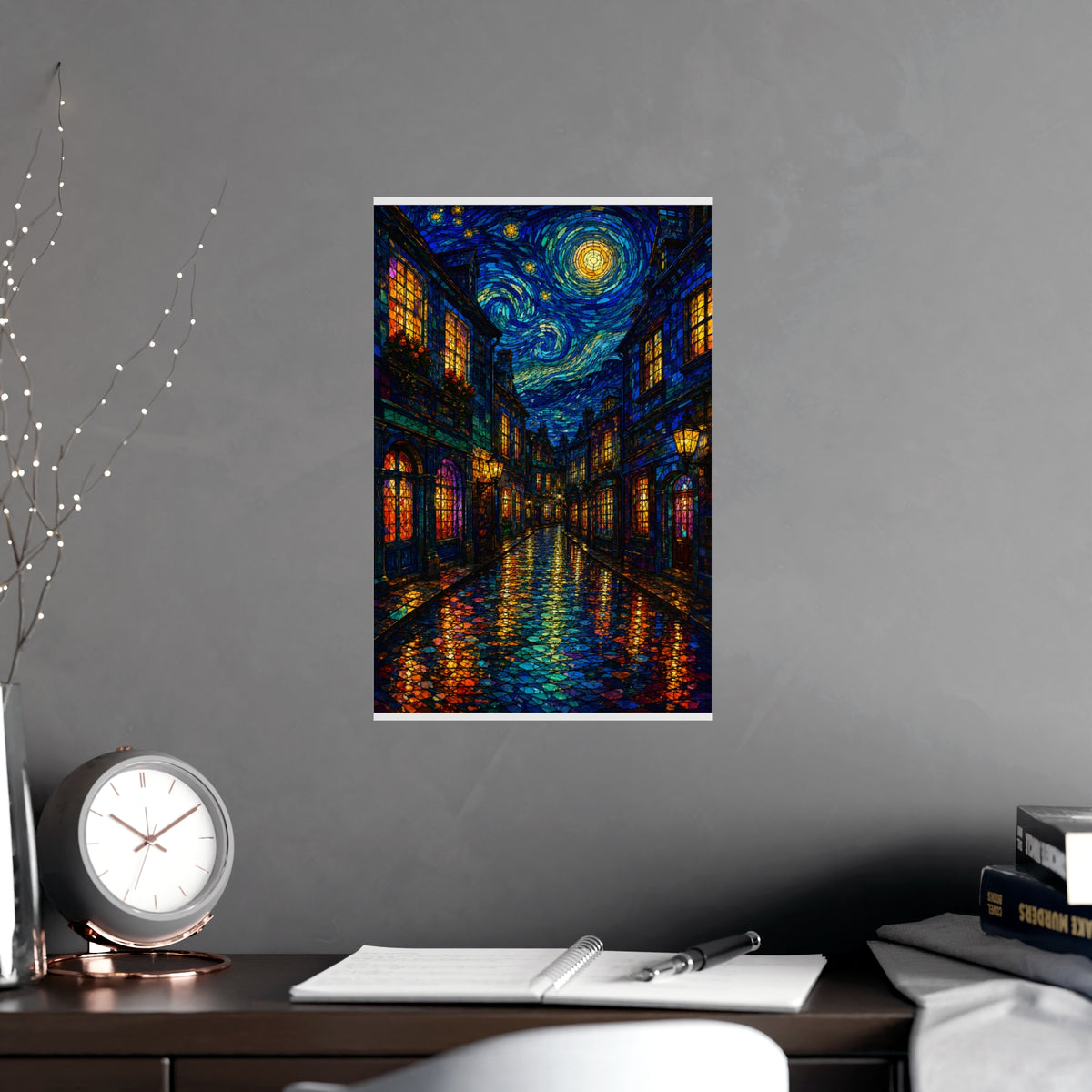 Wet Street — wet street, shown framed on a wall