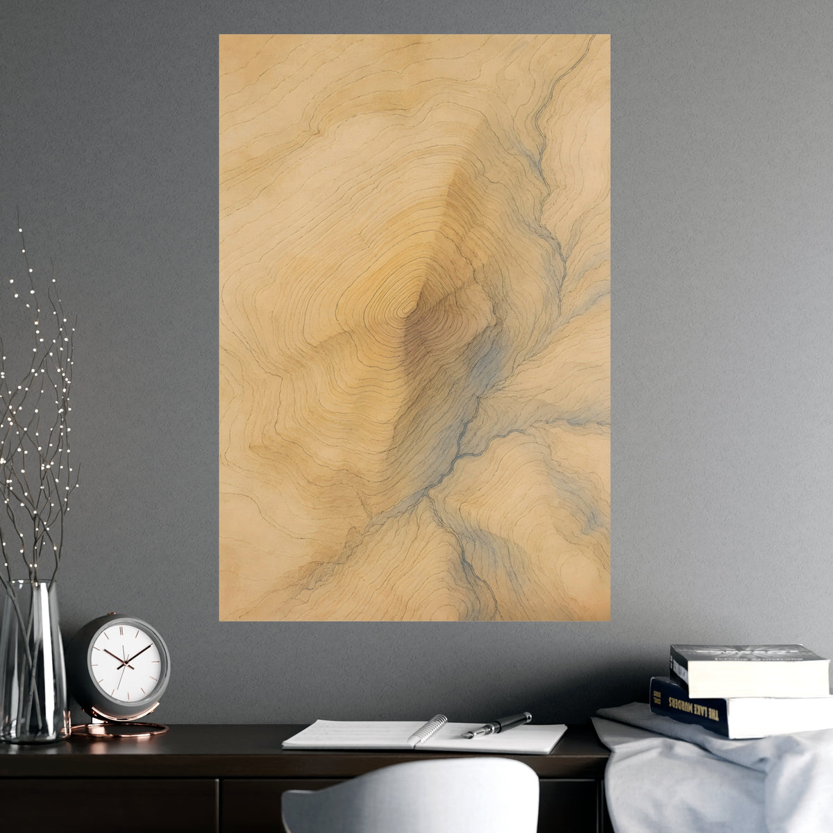 Contour Lines — contour lines, shown framed on a wall