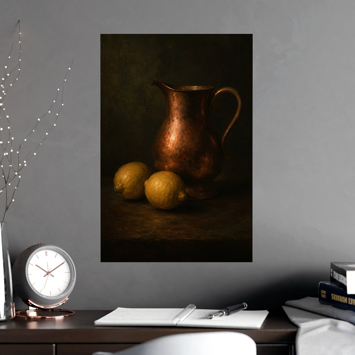 Copper and Lemons — copper and lemons, shown framed on a wall