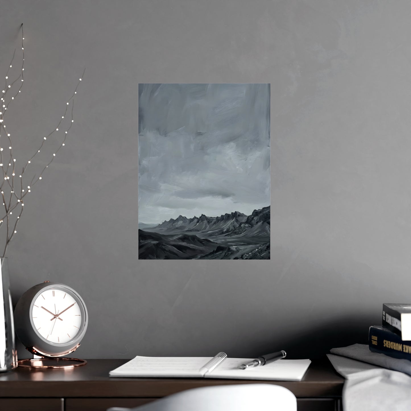 Distant Ridge on a plain wall, shown at a larger size, 12x18 in print