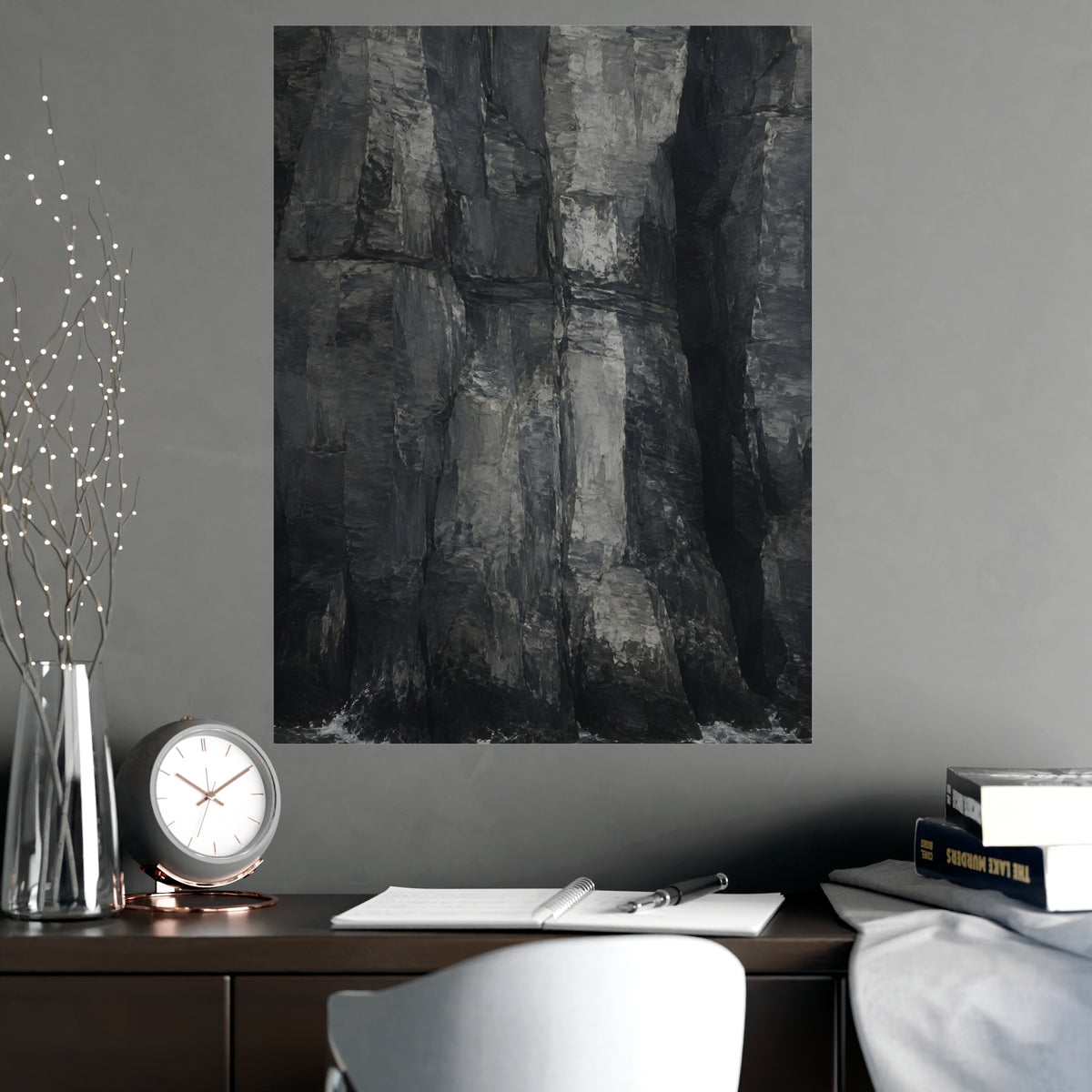 Sea Cliffs — sea cliffs, shown framed on a wall