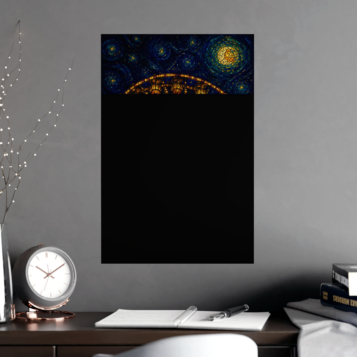The Wheel at Night — the wheel at night, shown framed on a wall
