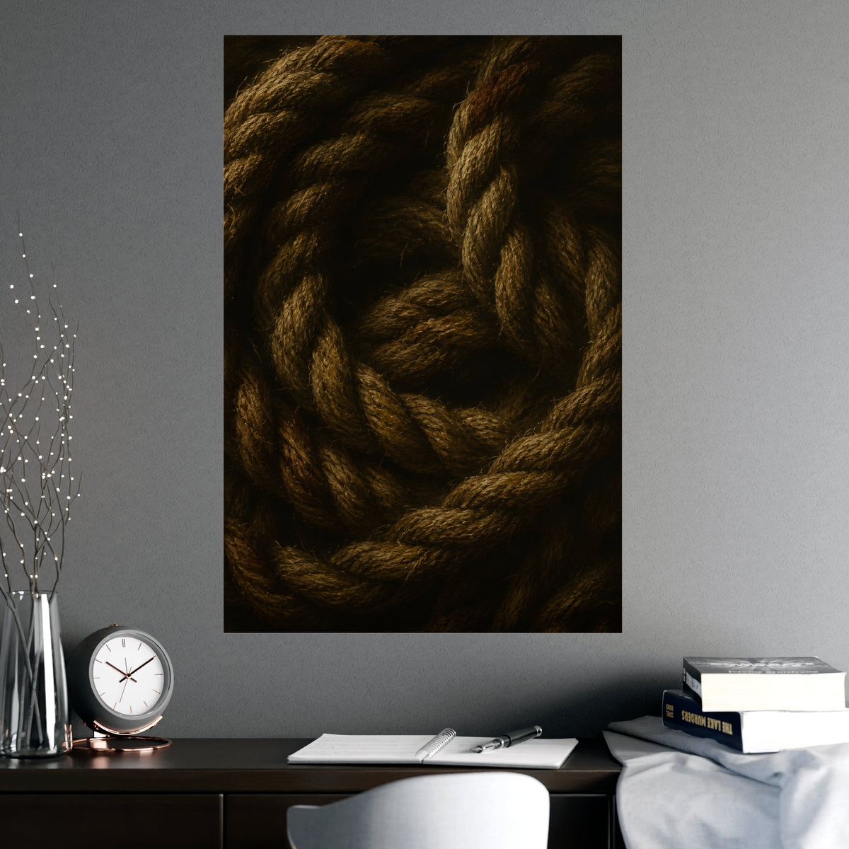 Coil of Rope — coil of rope, shown framed on a wall