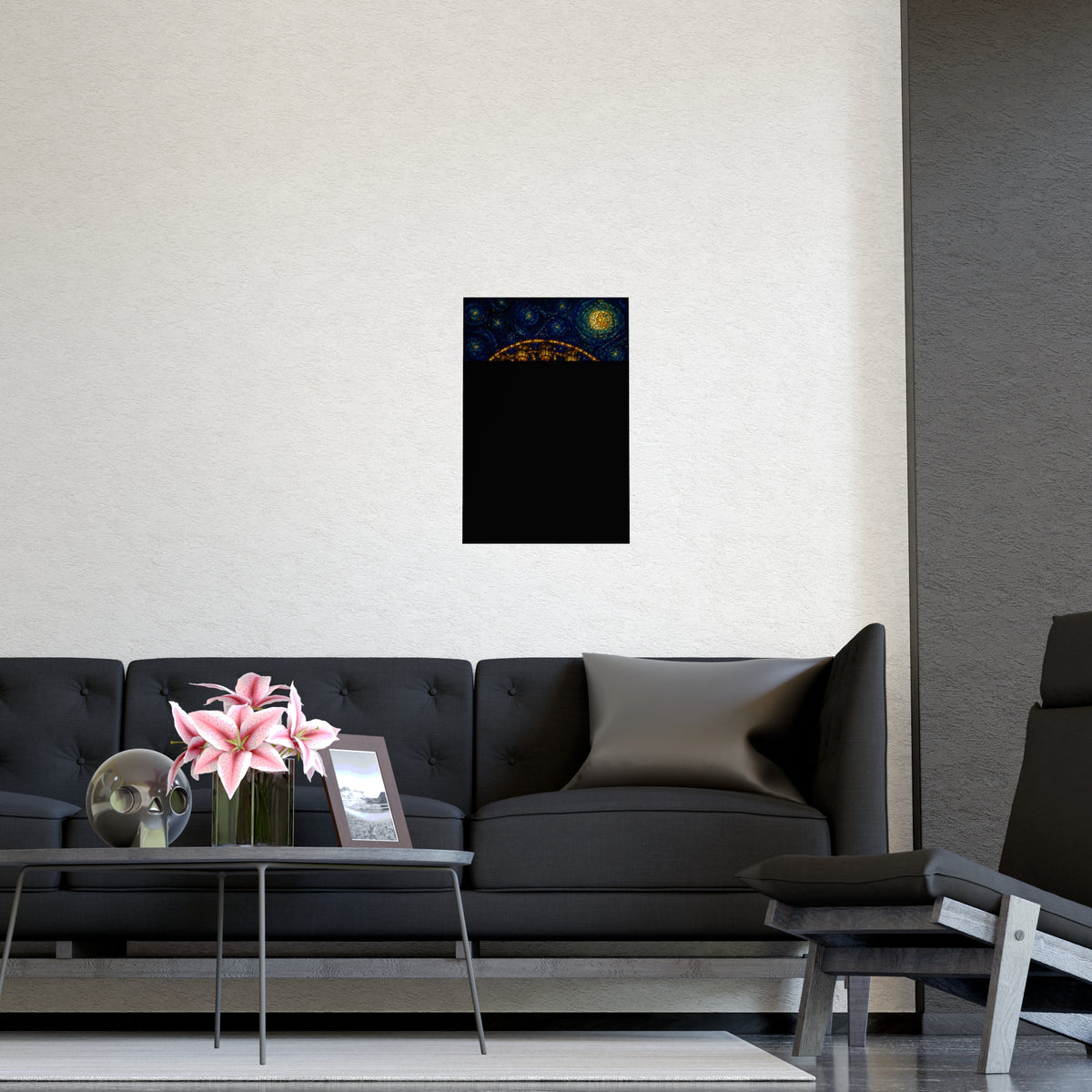 The Wheel at Night — the wheel at night, shown framed on a wall