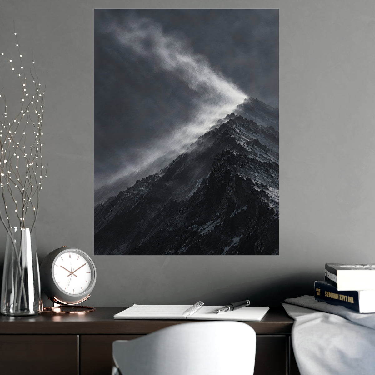 Snow off the Ridge — snow off the ridge, shown framed on a wall
