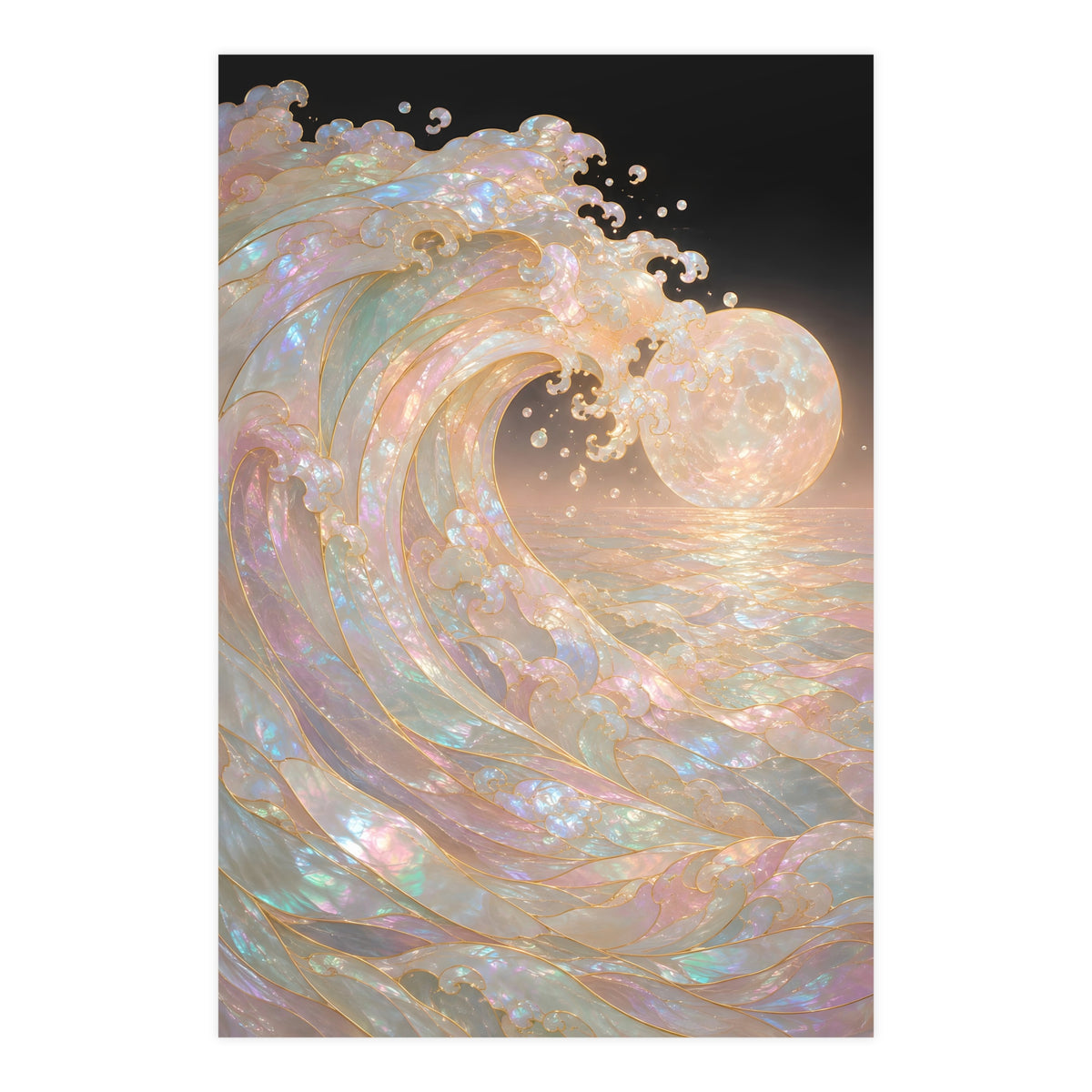 Wave and Moon — wave and moon, 24x36 in print