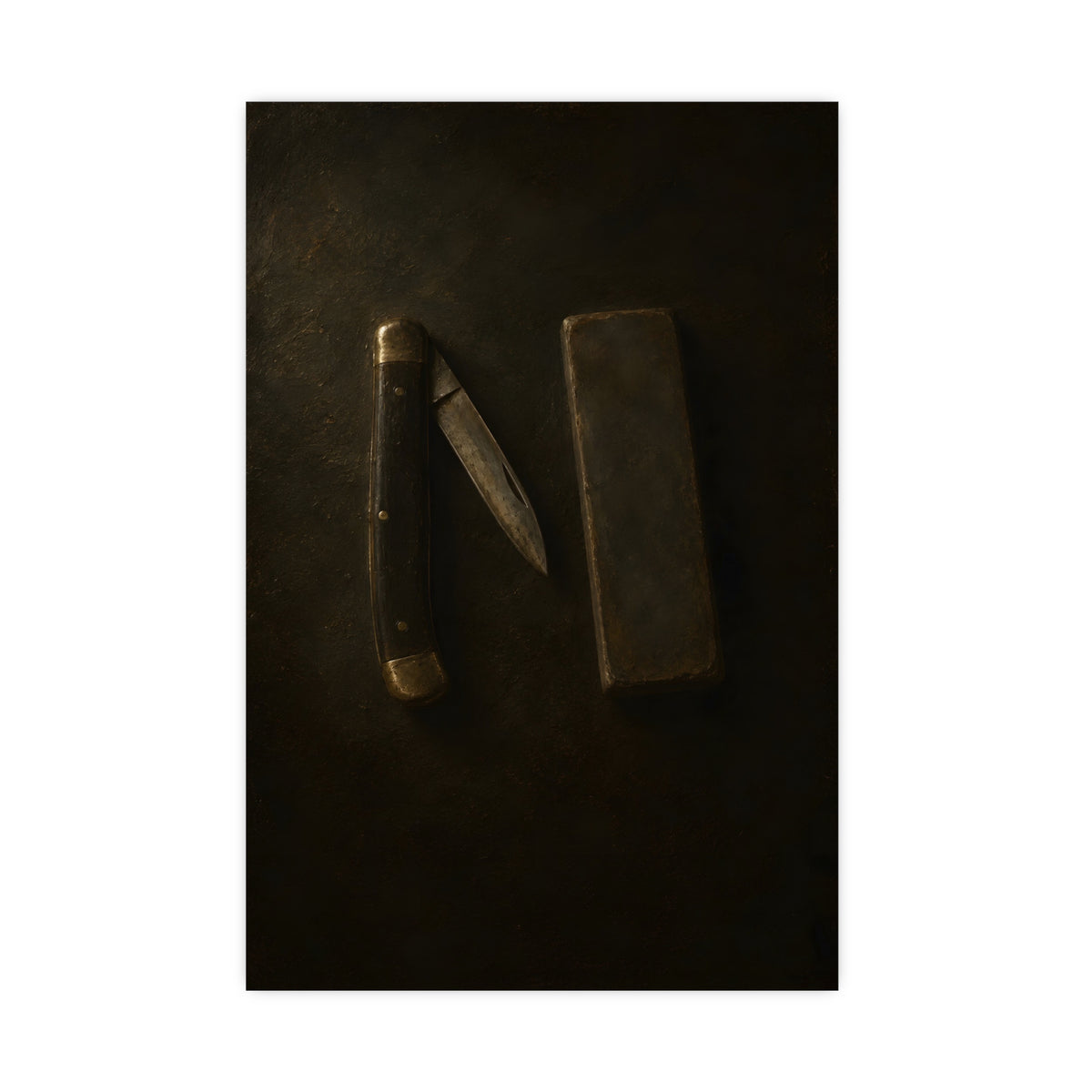 Knife and Whetstone — knife and whetstone, 16x24 in print