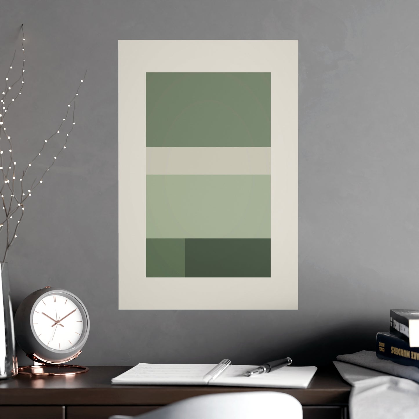 Sage Neutral Blocks Boho Wall Art | Living Room Print