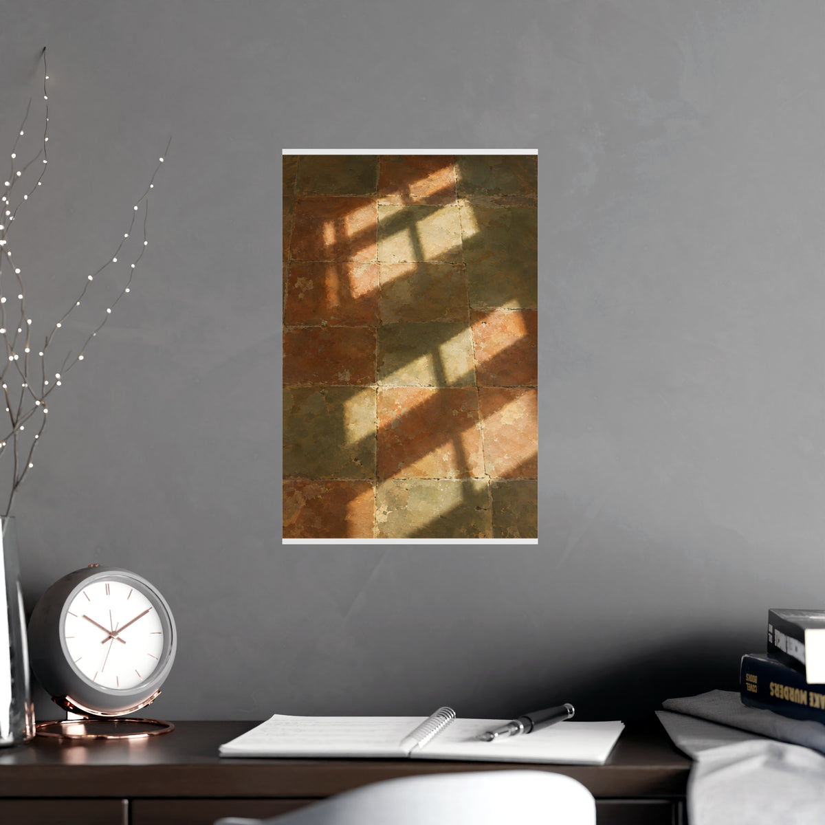 Light on the Tiles — light on the tiles, shown framed on a wall