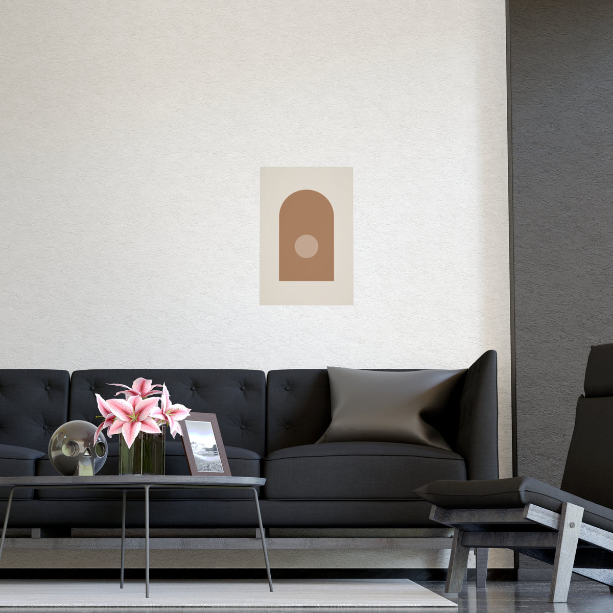 Sand Clay Arch Modern Wall Art — arch in a sand clay palette, shown framed on a wall