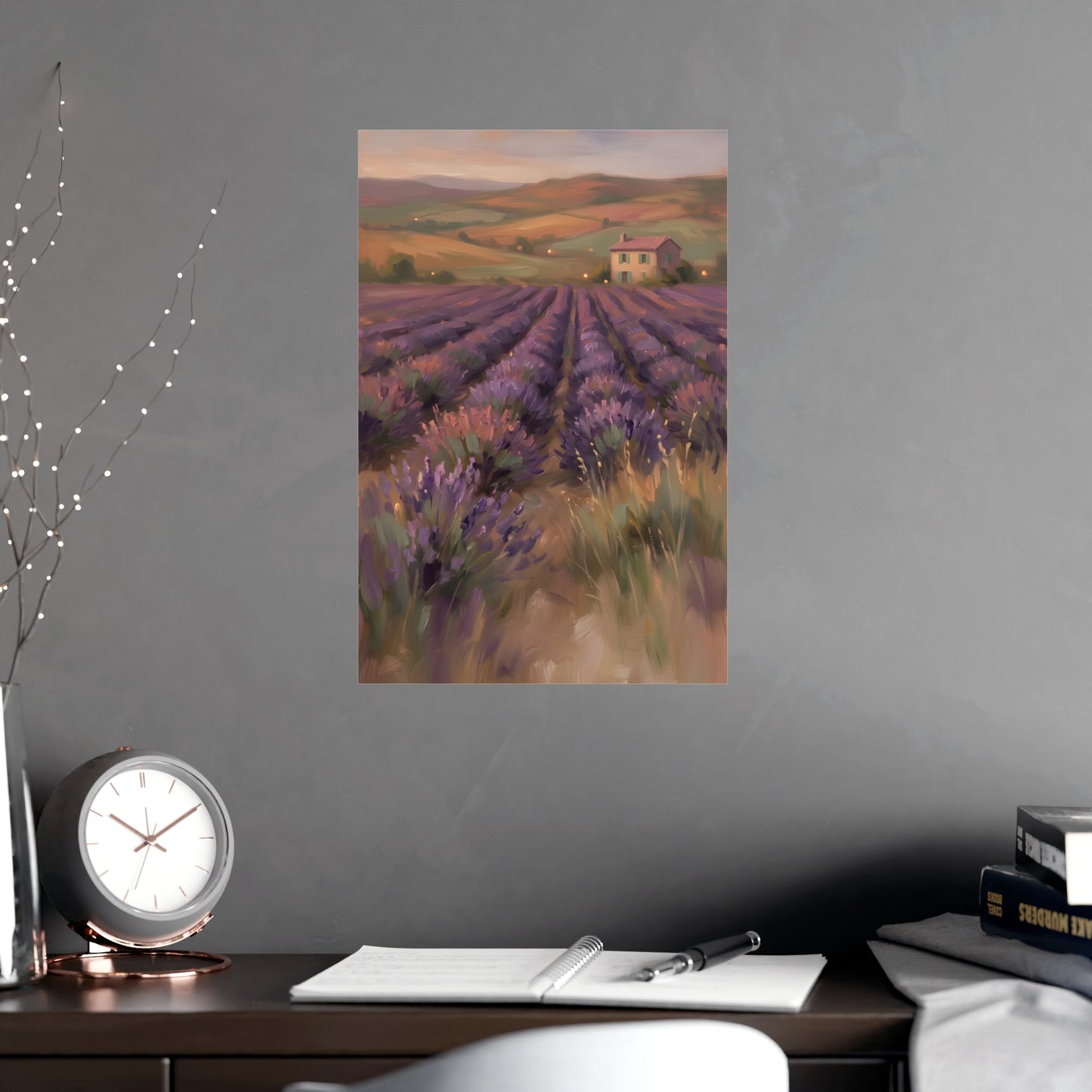 Lavendelfelder in der Dämmerung | Romantisches Wandbild | Kunstdruck