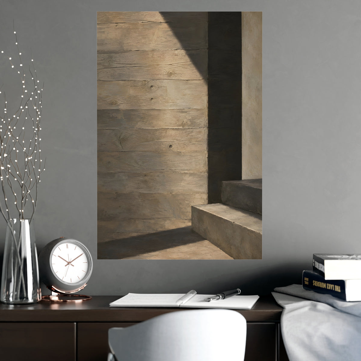 Board-Formed — board-formed, shown framed on a wall