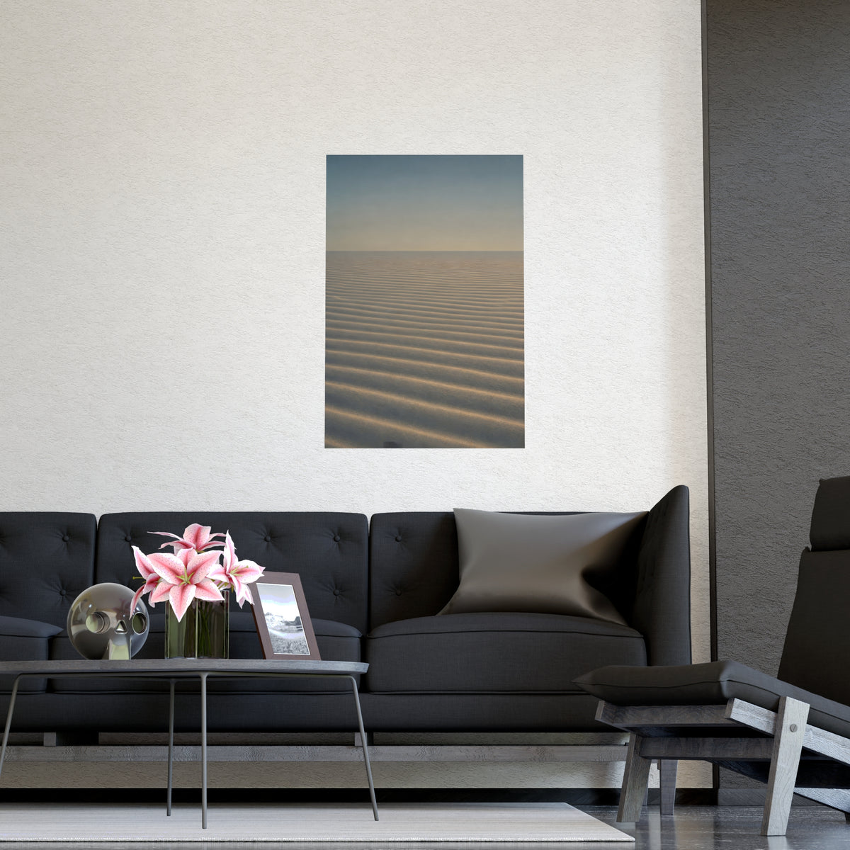 Sand, Ribbed — sand, ribbed, shown framed on a wall