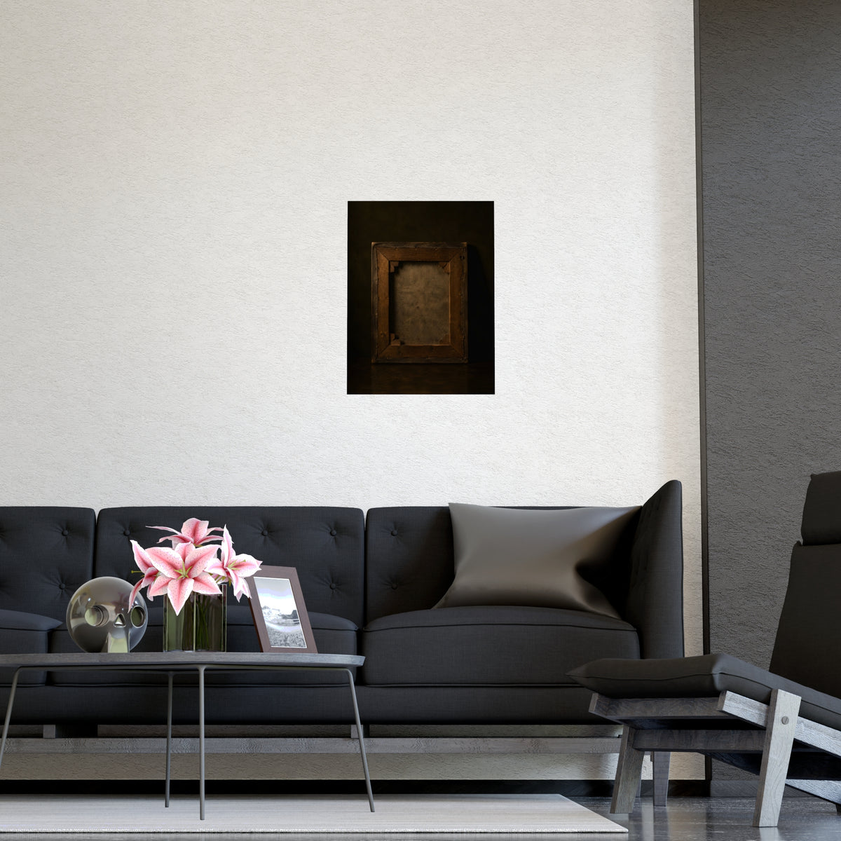 The Back of the Canvas — the back of the canvas, shown framed on a wall