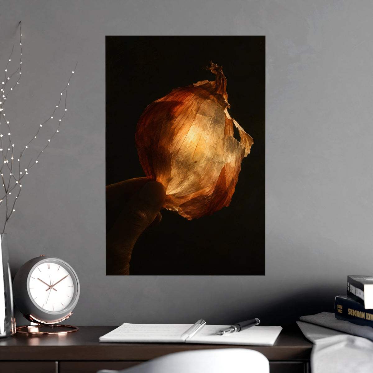 Through the Onion Skin — through the onion skin, shown framed on a wall