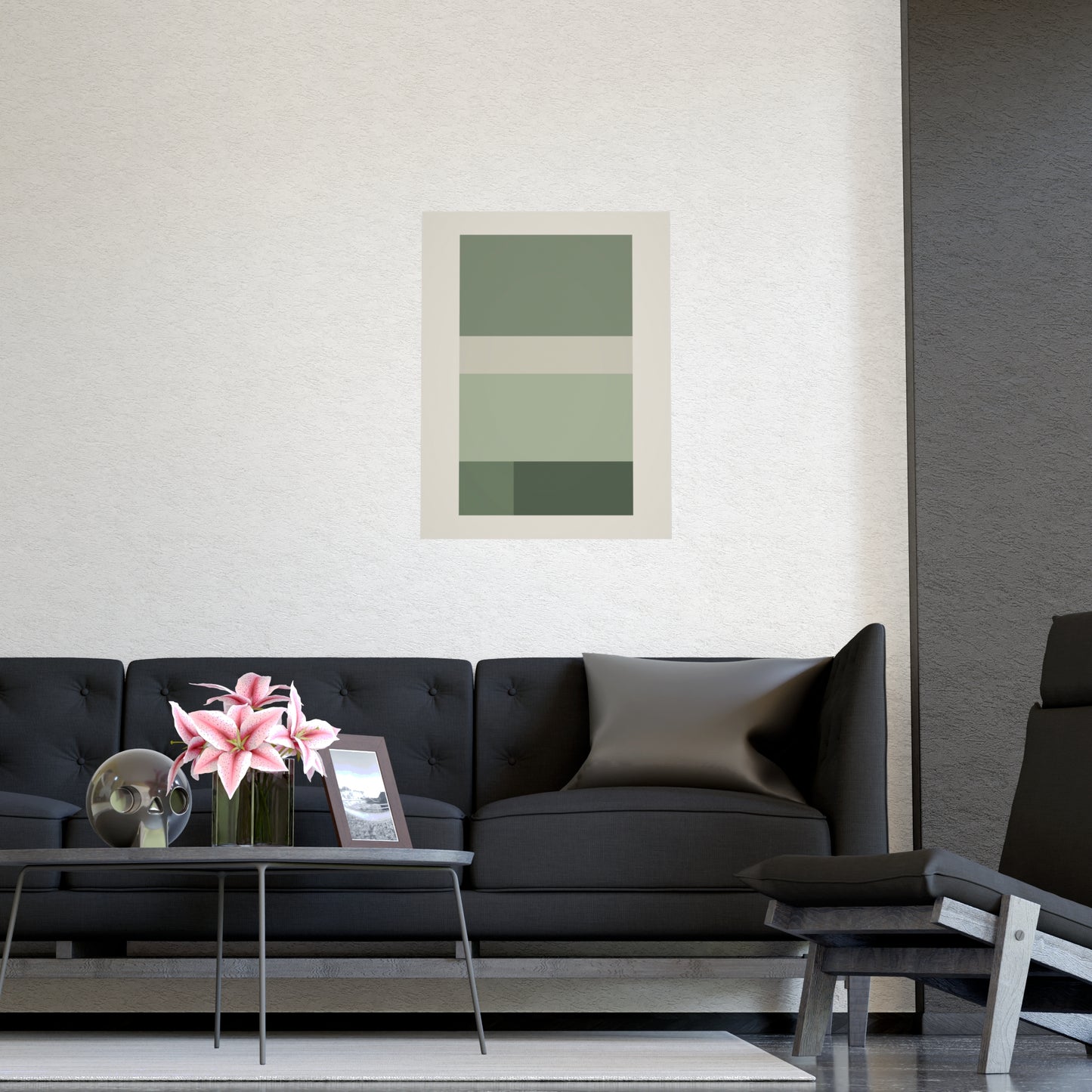 Sage Neutral Blocks Boho Wall Art | Living Room Print