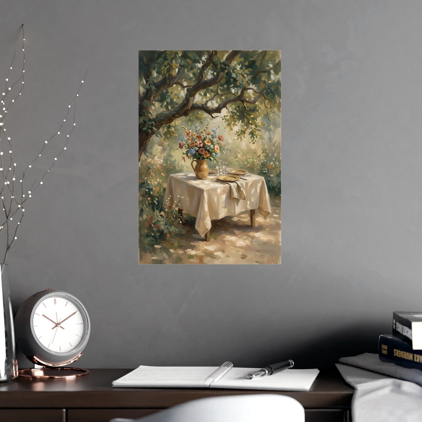 Table dressée sous l'arbre | Affiche Murale Romantique | Peinture