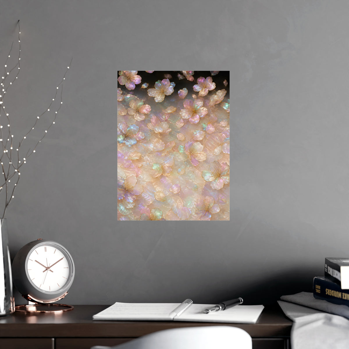 Petals, Scattered — petals, scattered, shown framed on a wall