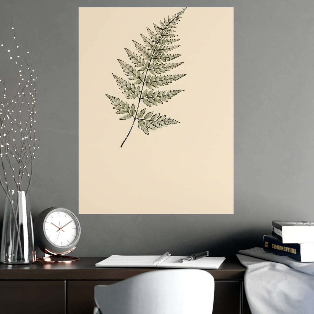 Fern Frond — fern frond, shown framed on a wall