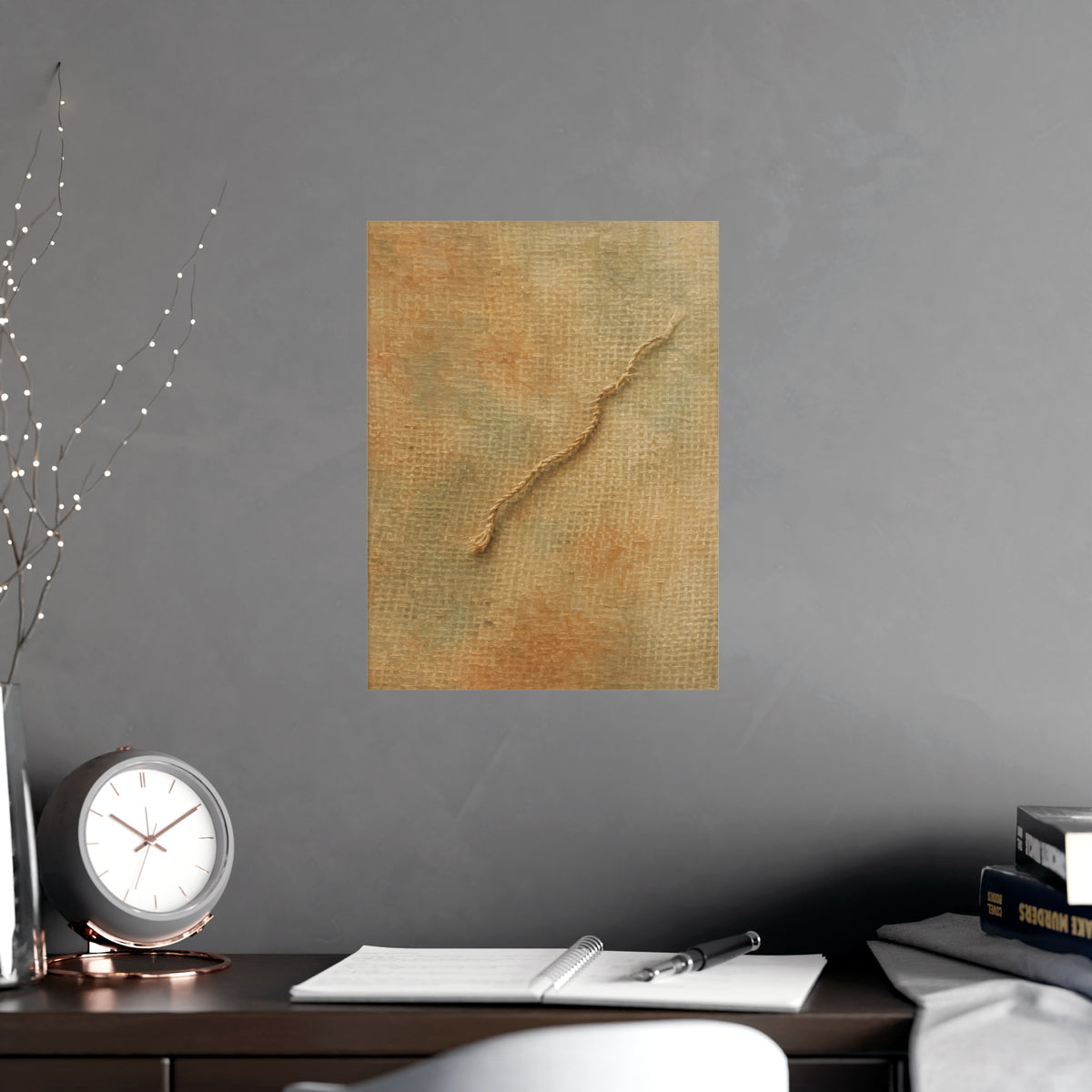 One Loose Thread — one loose thread, shown framed on a wall