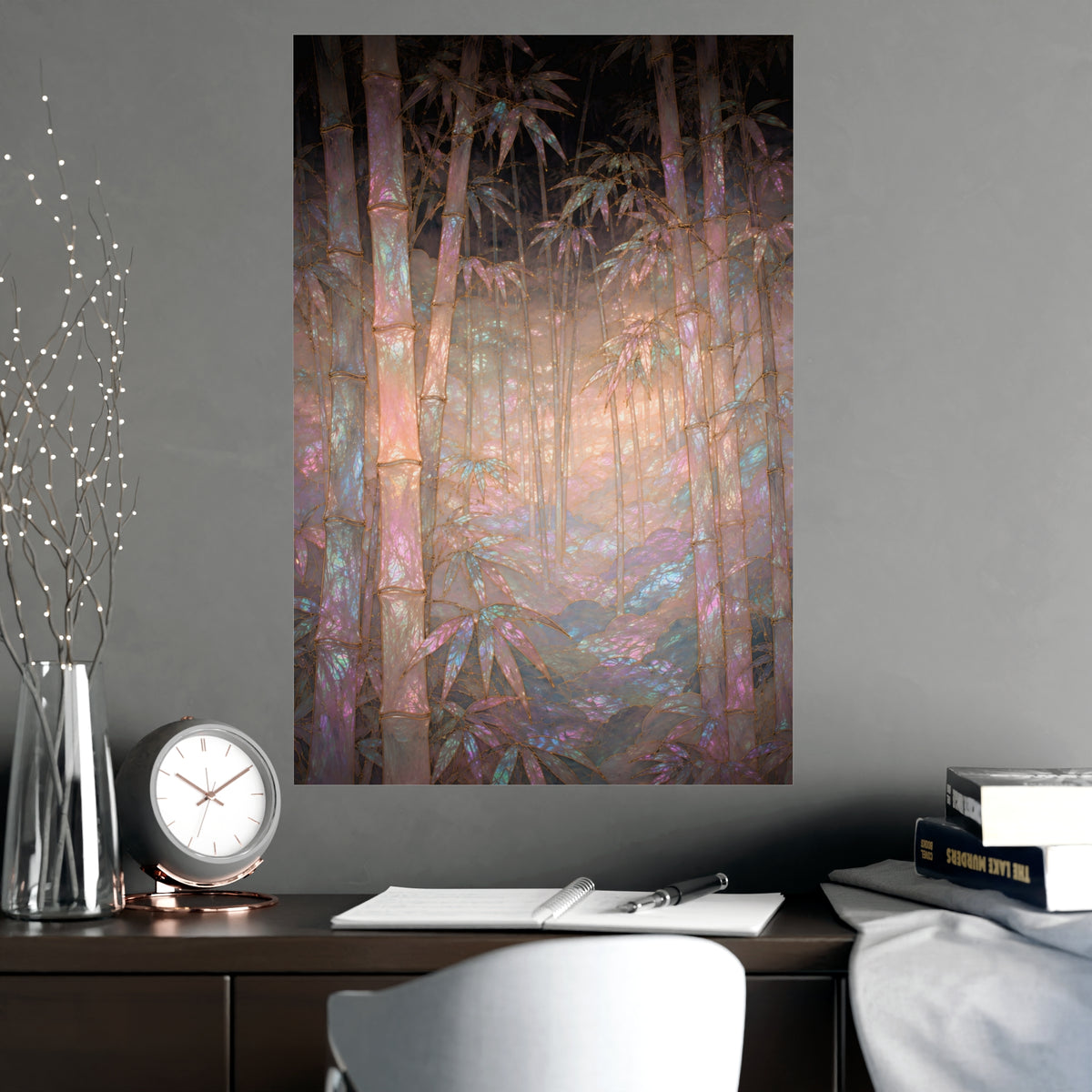 Bamboo in Mist — bamboo in mist, shown framed on a wall