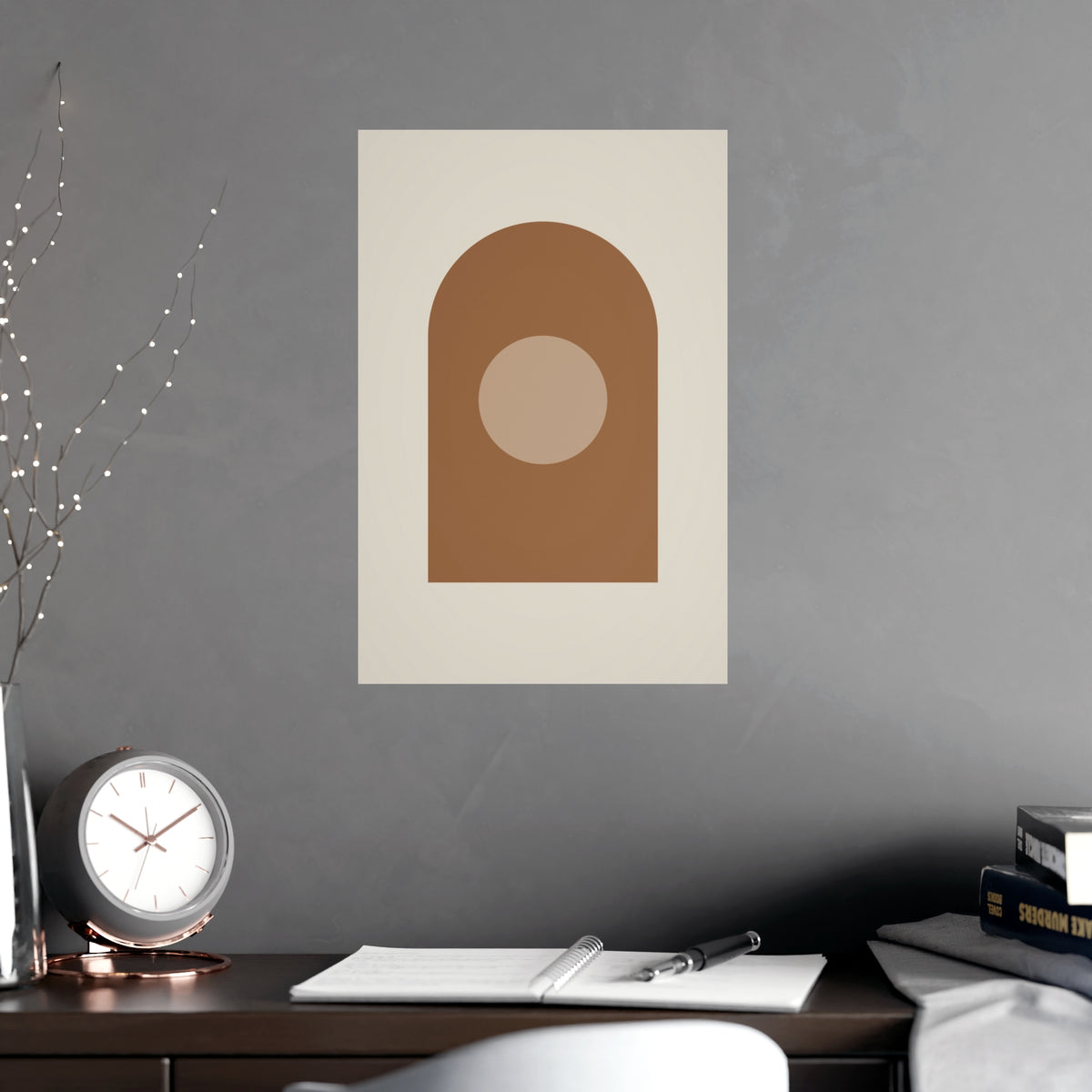 Warm Earth Arch Boho Wall Art — arch in a warm earth palette, shown framed on a wall