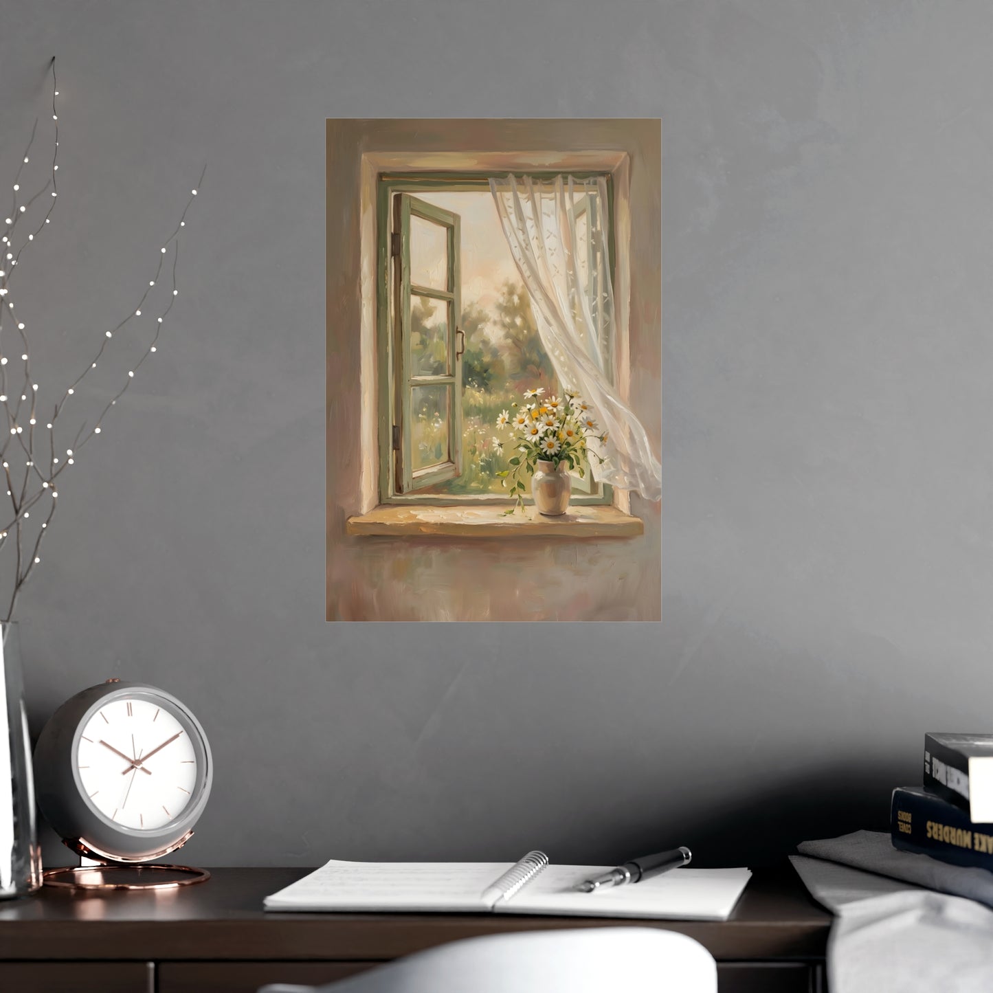 Daisies on the Sill | Romantic Oil Painting Print | Wall Art