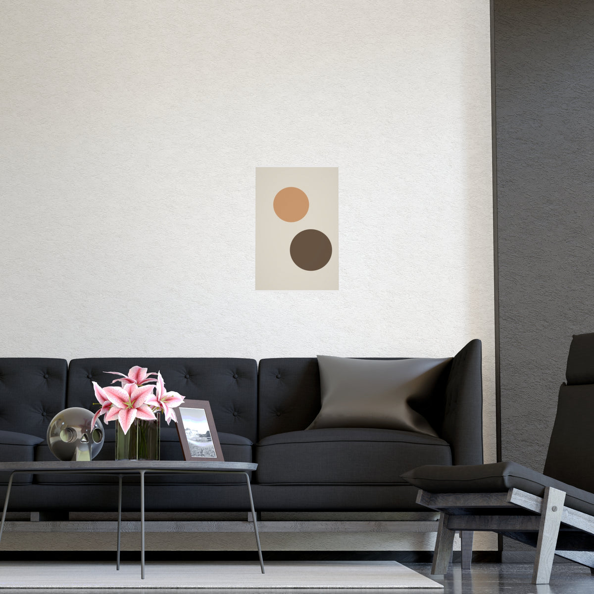 Warm Earth Circles Boho Wall Art — circles in a warm earth palette, shown framed on a wall