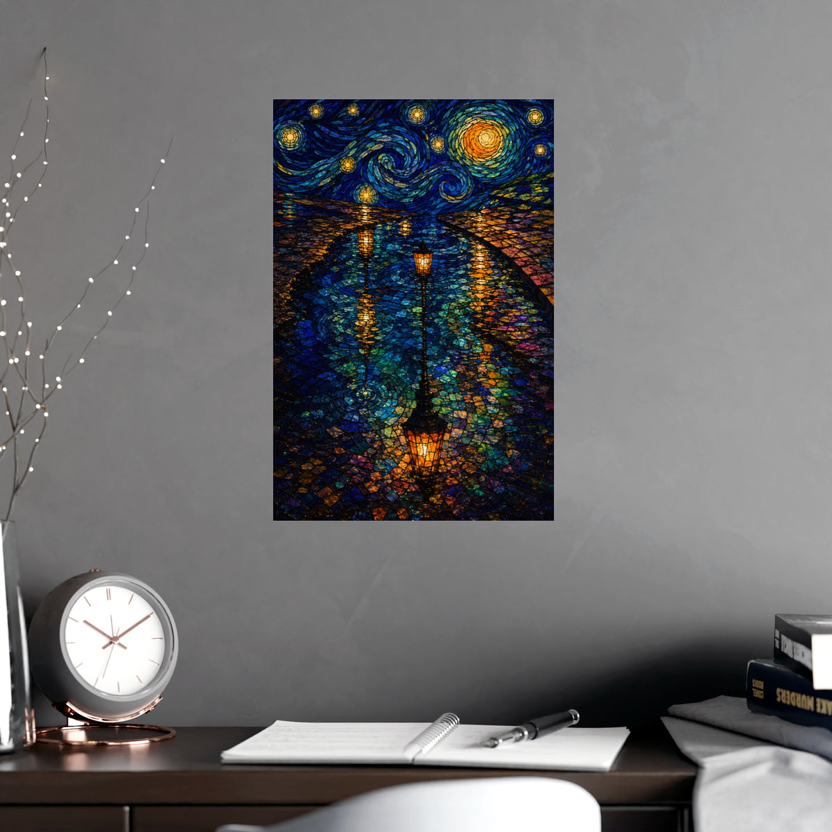 Lamps in a Puddle — lamps in a puddle, shown framed on a wall