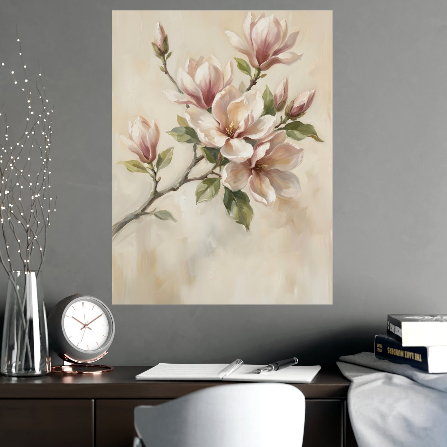 Branche de magnolia | Affiche Murale Romantique | Peinture