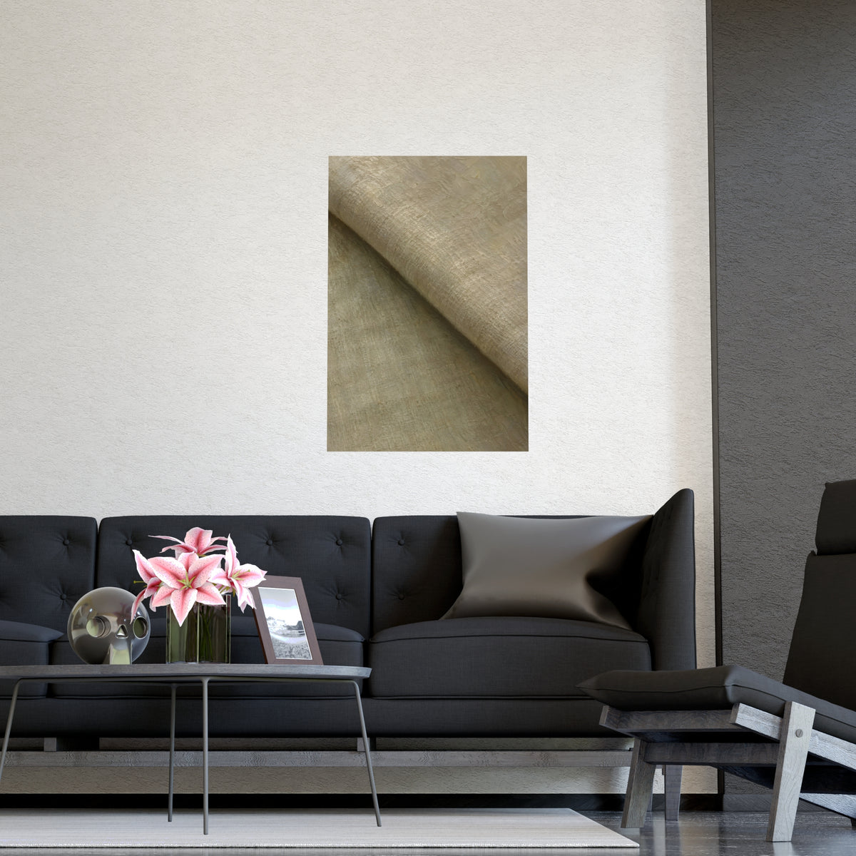 Folded Linen — folded linen, shown framed on a wall