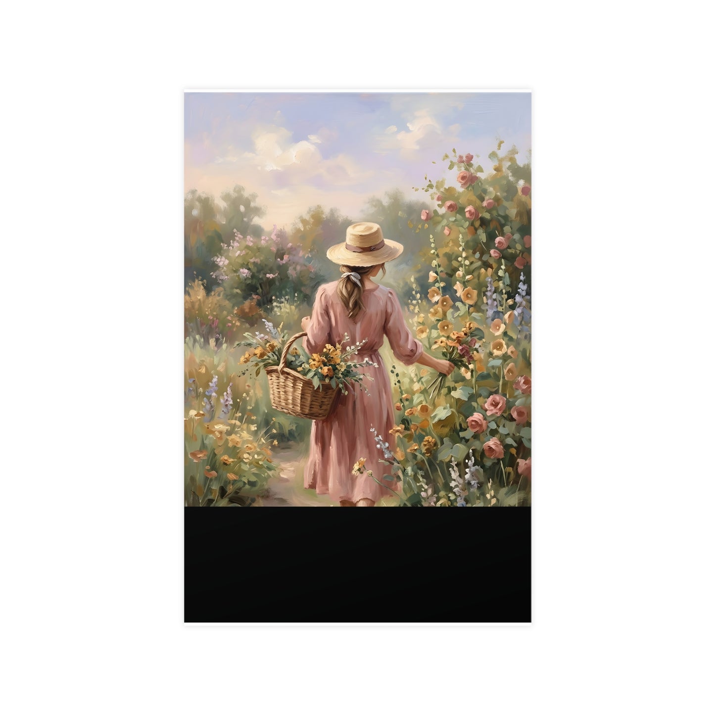 Gathering Flowers | Romantic Oil Painting Print | Wall Art