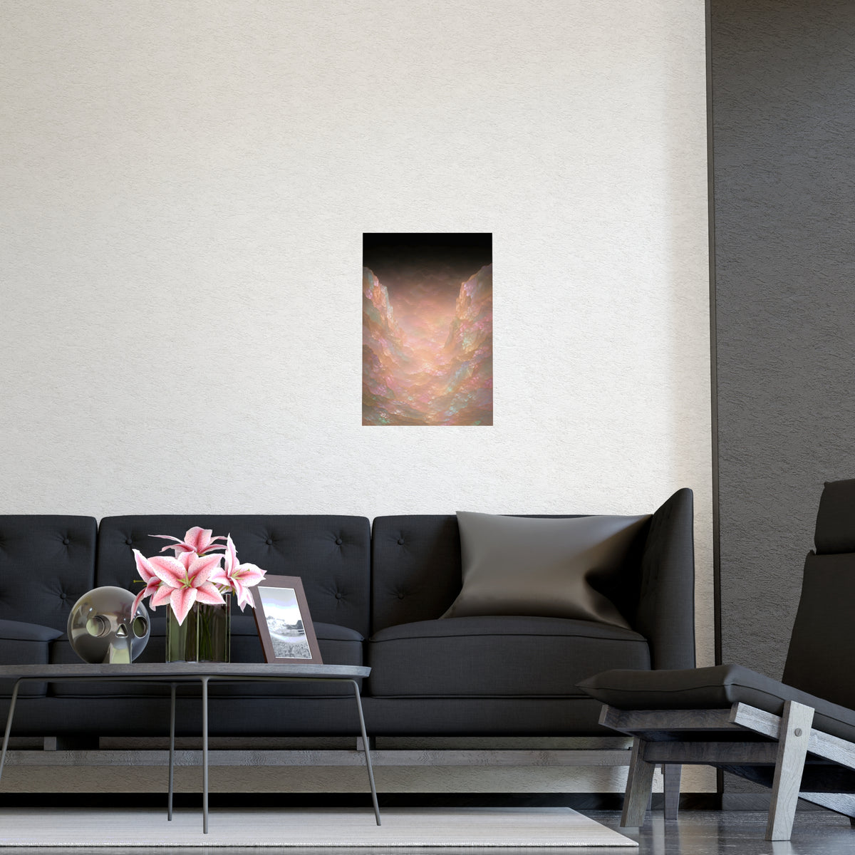 The Gap Between — the gap between, shown framed on a wall