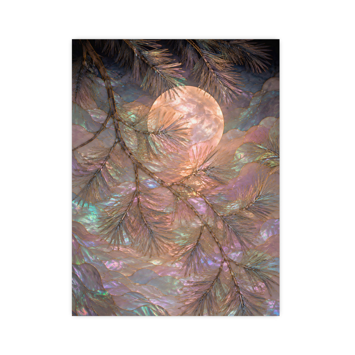 Moon behind Pines — moon behind pines, 12x16 in print
