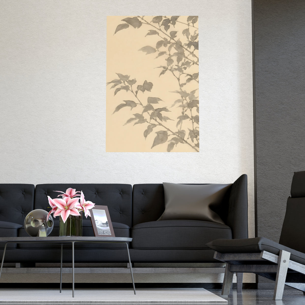 Leaf Shadow — leaf shadow, shown framed on a wall