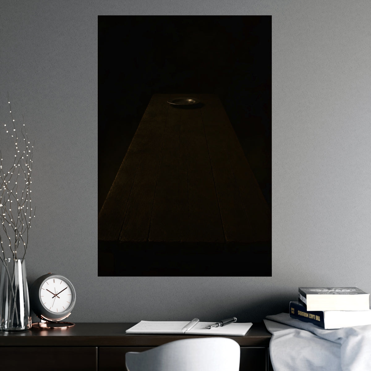The Far End of the Table — the far end of the table, shown framed on a wall