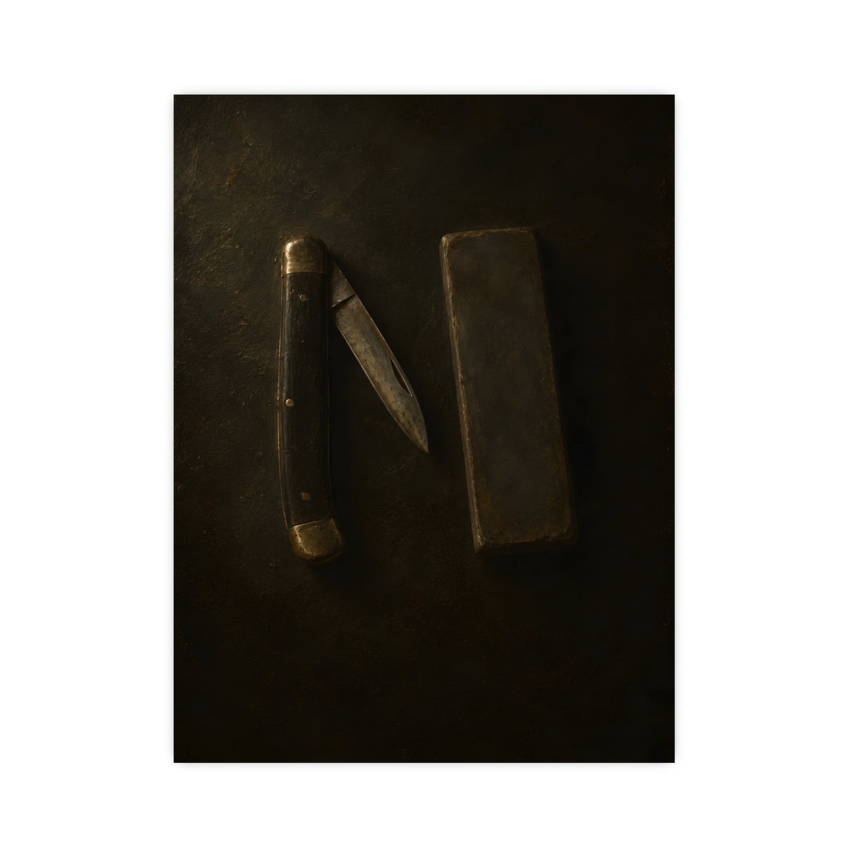 Knife and Whetstone — knife and whetstone, 12x16 in print