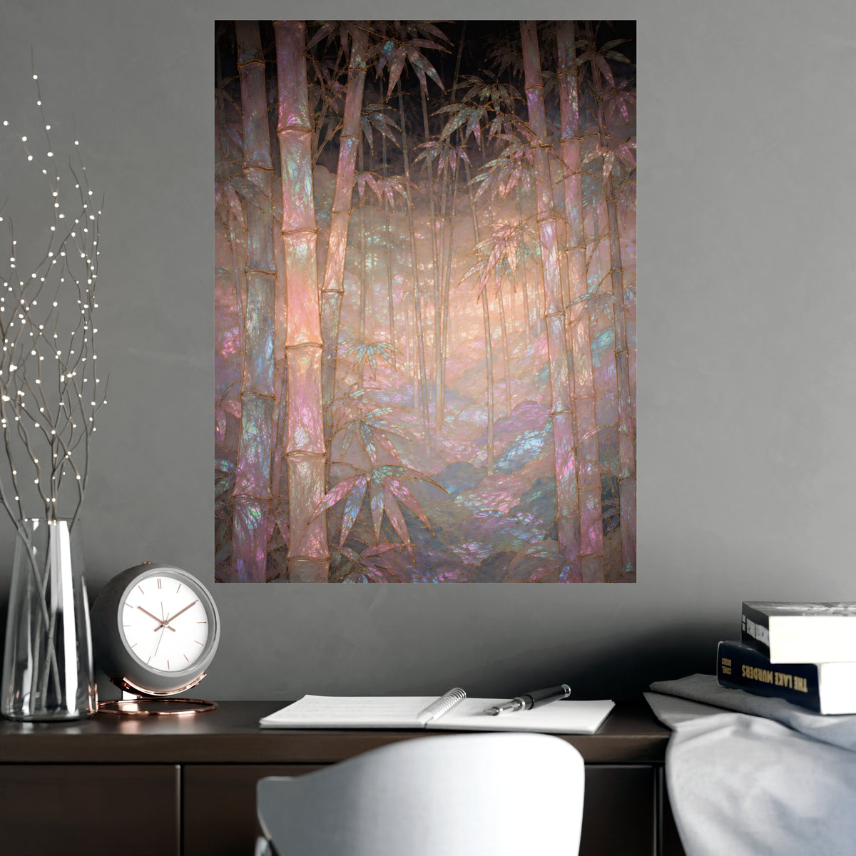 Bamboo in Mist — bamboo in mist, shown framed on a wall