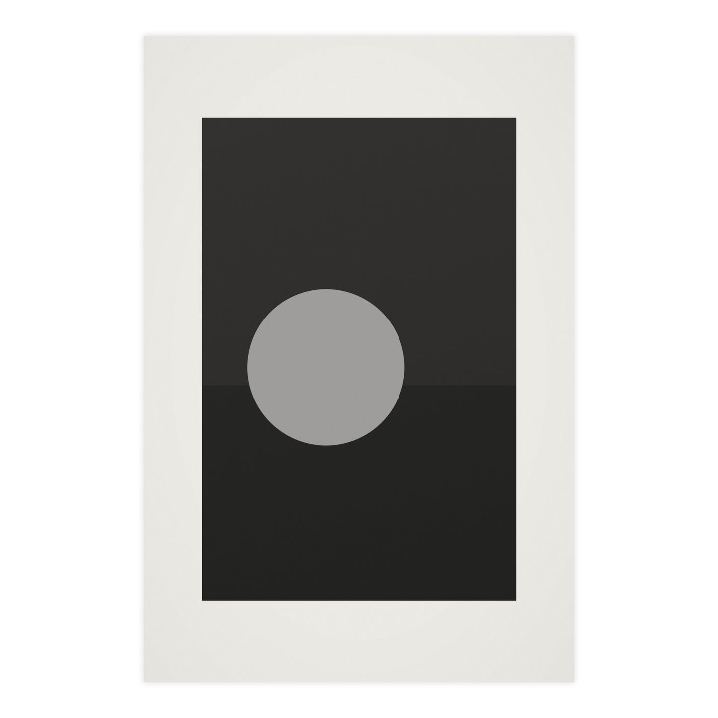Charcoal Cream Sun Landscape Wall Art | Living Room Print