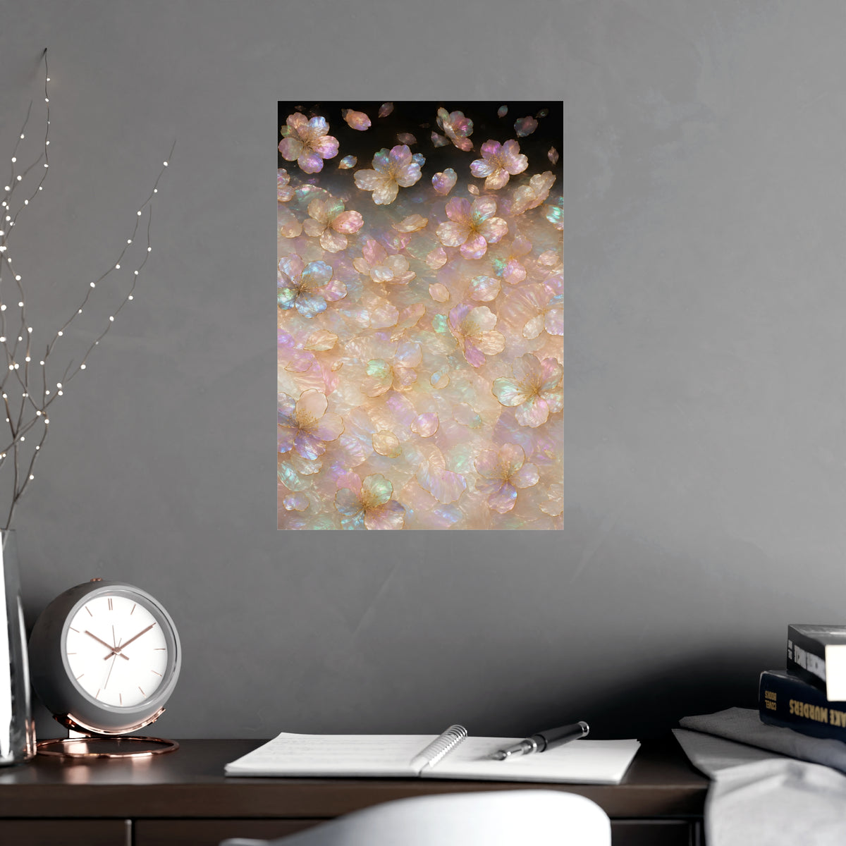 Petals, Scattered — petals, scattered, shown framed on a wall