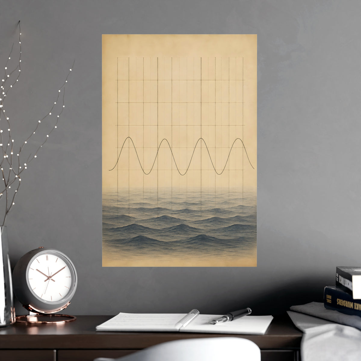 Tide Chart — tide chart, shown framed on a wall