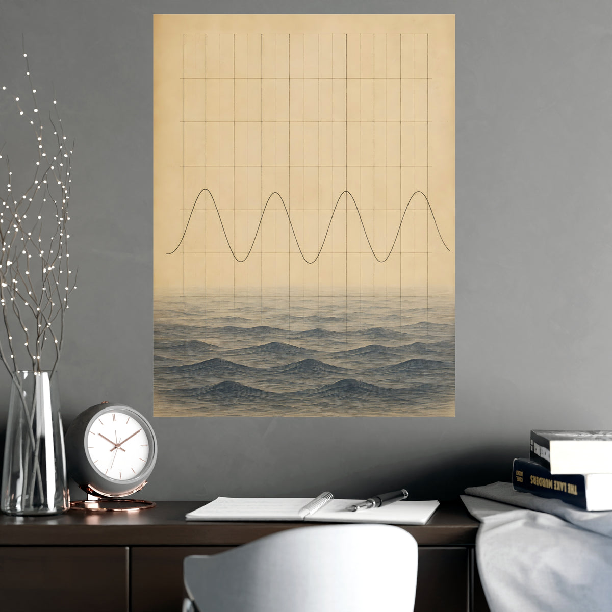 Tide Chart — tide chart, shown framed on a wall