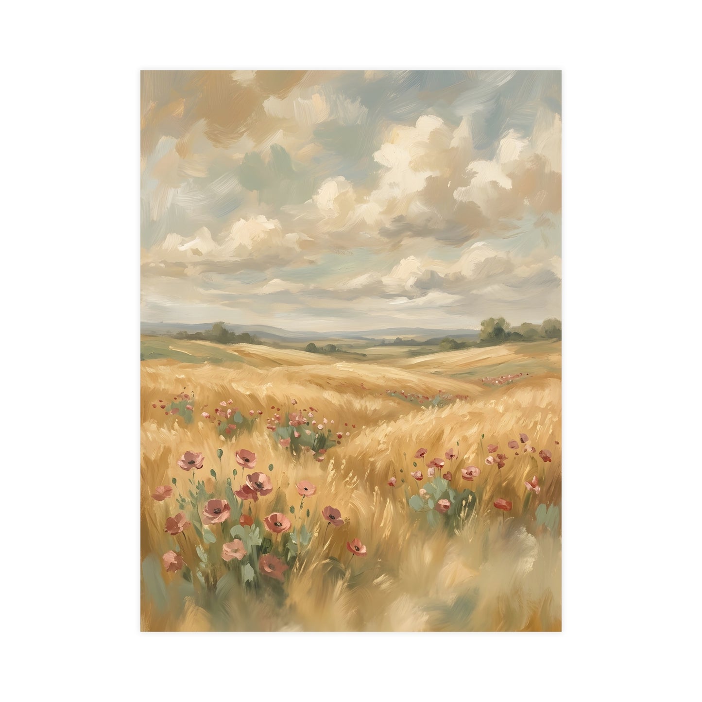 Coquelicots dans les blés | Affiche Murale Romantique | Peinture