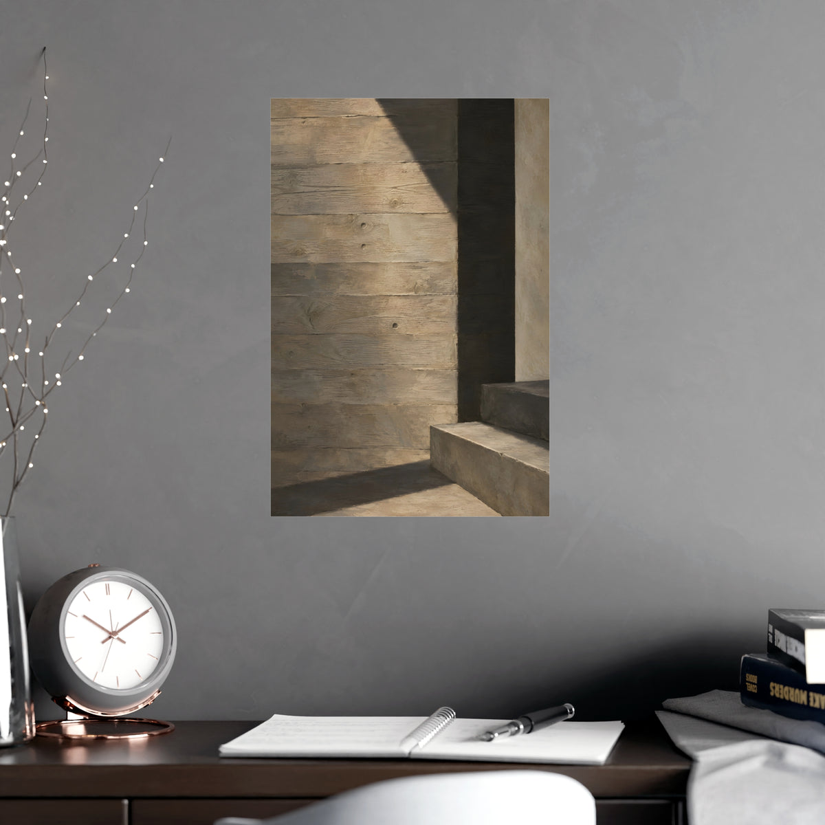 Board-Formed — board-formed, shown framed on a wall