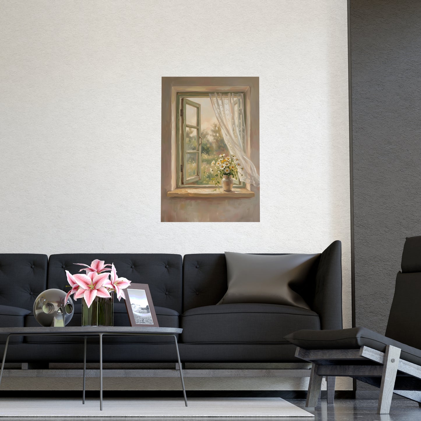 Daisies on the Sill | Romantic Oil Painting Print | Wall Art